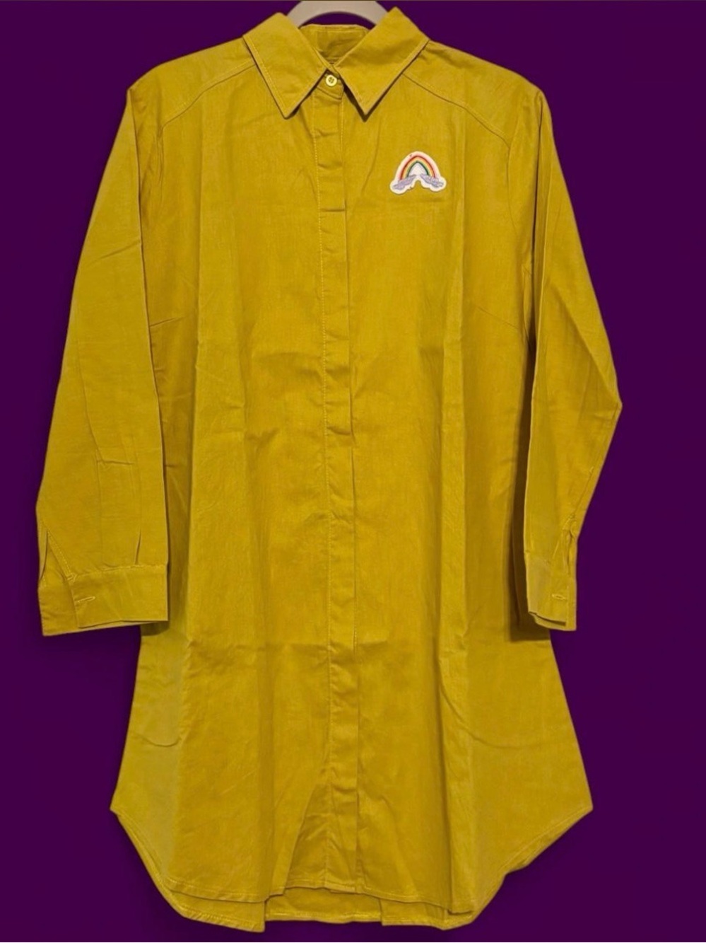 Handmade Button-Up Tunic with Rainbow Patch